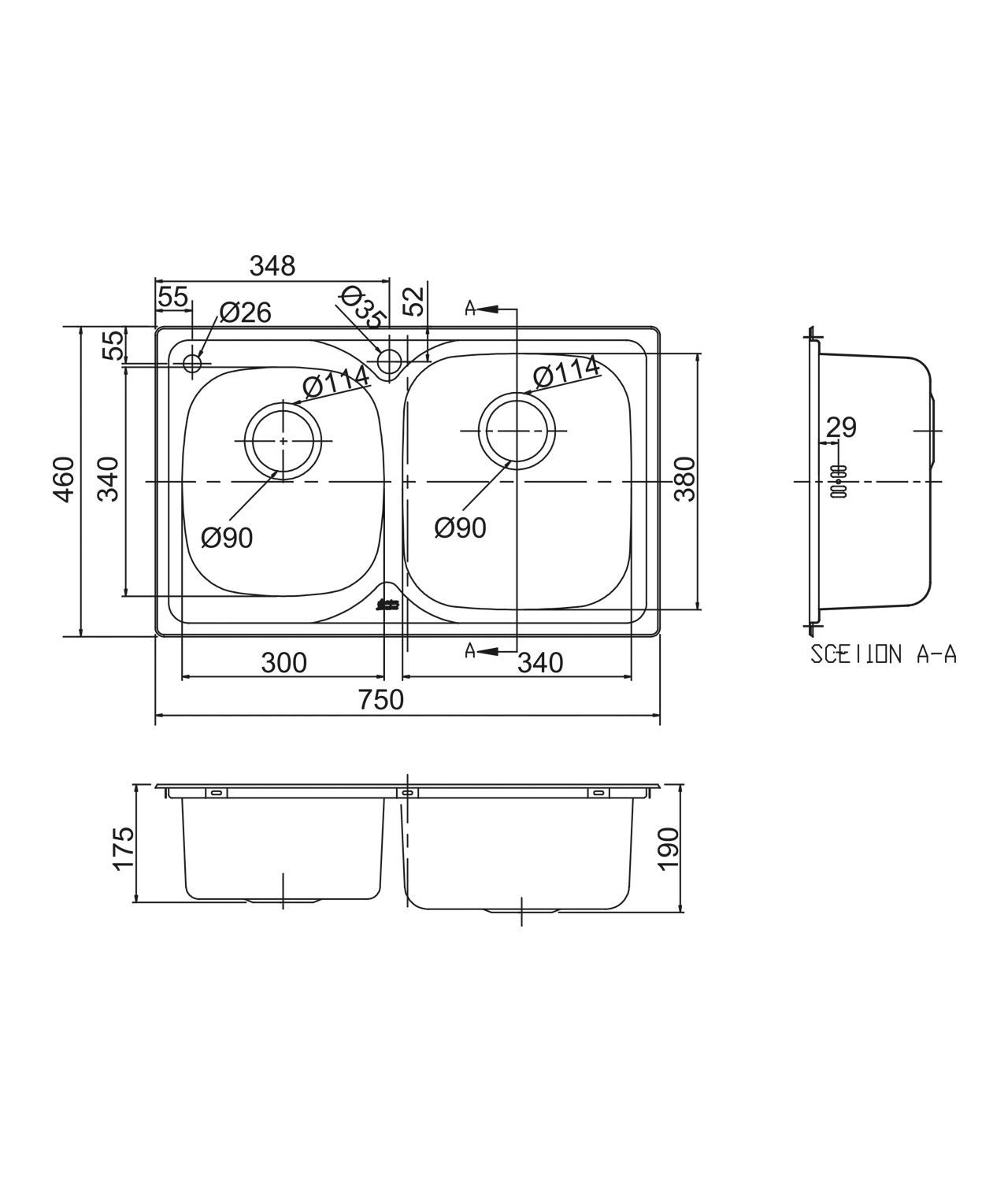 美標廚房盆CF-X101.602.B0尺寸圖