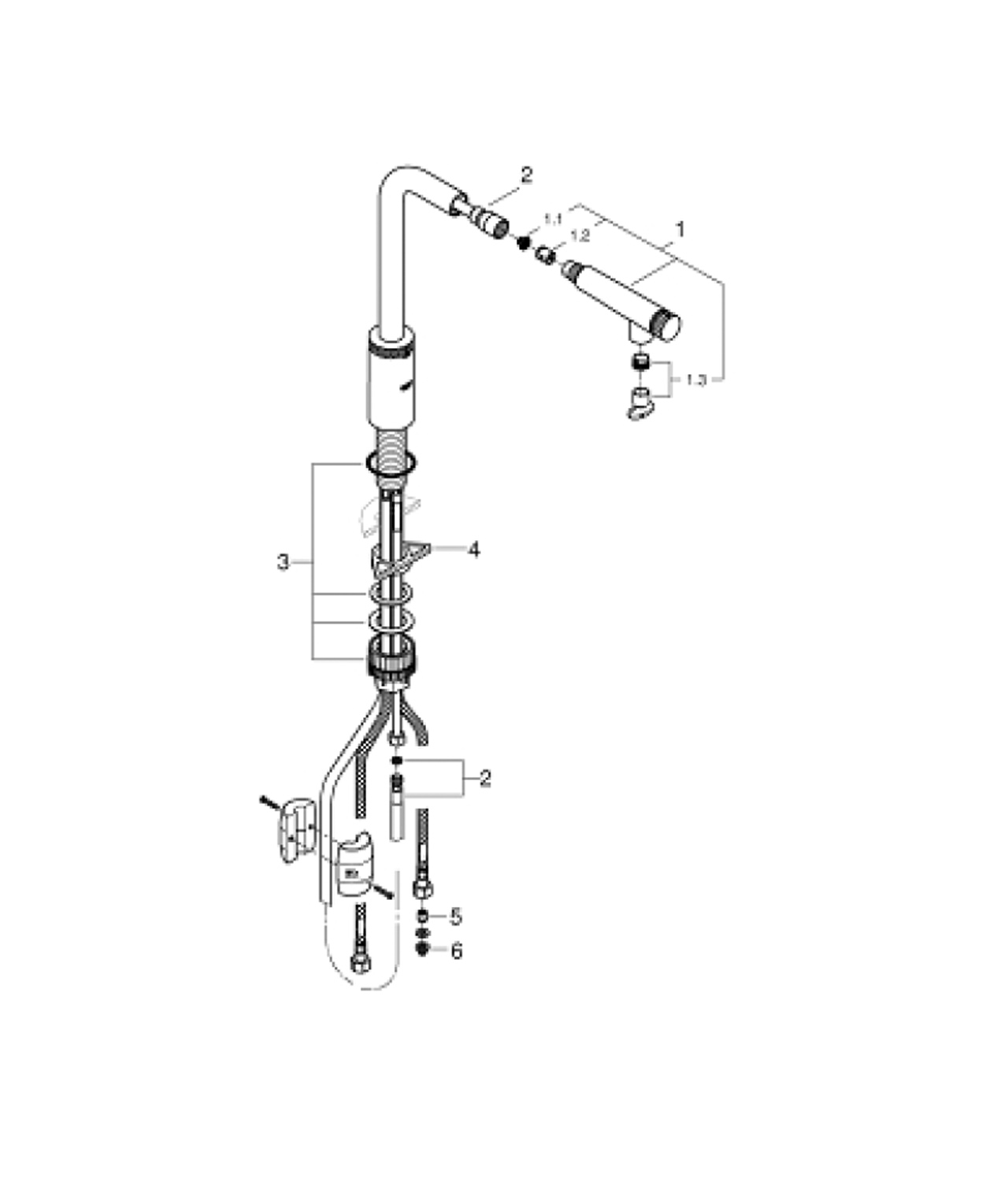 Grohe Minta SmCtr sink L-spout pull-out mou EU廚房龍頭尺寸图